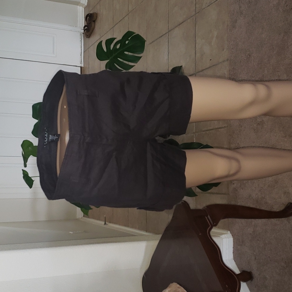 Laundry 0 shimmery brown linen blend rolled hem with button detail shorts